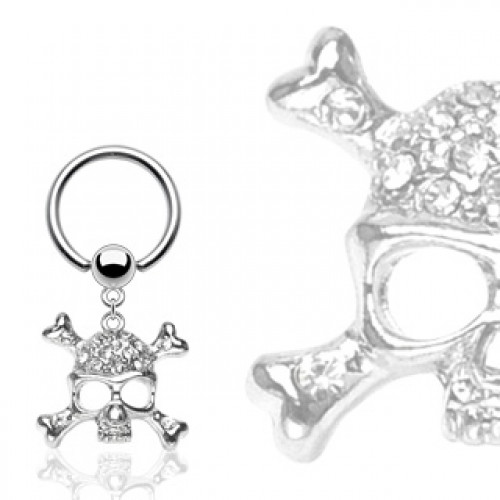 Piercing - kruh s ozdobnou lebkou 1,2 x 10 mm
