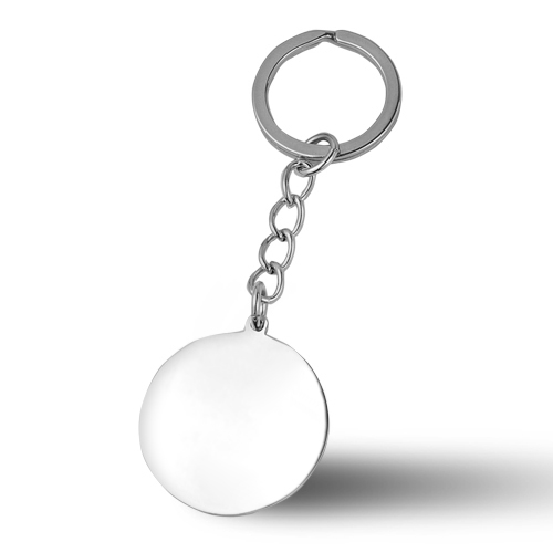 Oceľový prívesok na kľúče - okrúhla doštička