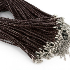 Splietaná koženková šnúrka čierna / hnedá, hr. 3 mm