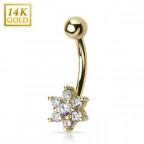 Zlatý piercing do pupku - kvietka, Au 585/1000