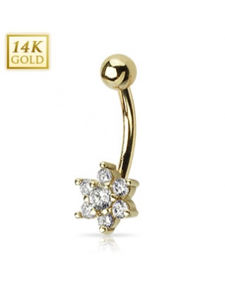 Zlatý piercing do pupku - kvietka, Au 585/1000