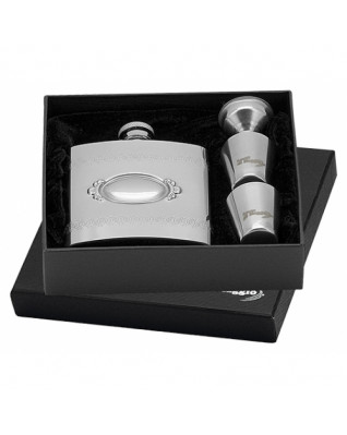 Oceľová vrecková fľaša - ploskačka 180ml + 2 kalíšky 30ml a lievik