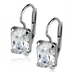 Strieborné náušnice s obdĺžnikovými zirkónmi