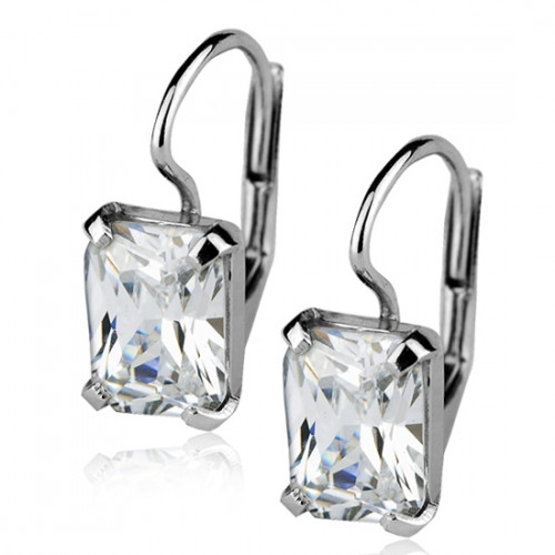 Strieborné náušnice s obdĺžnikovými zirkónmi