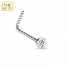 Zlatý piercing do nosa so zirkónom, Au 585/1000