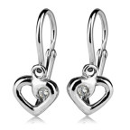 Detské náušnice strieborné - srdiečka, číry zirkón
