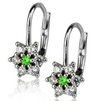 Strieborné náušnice - kvietky so zirkónmi