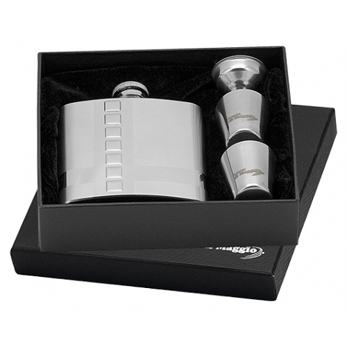 Oceľová vrecková fľaša - ploskačka 180ml + 2 kalíšky 30ml a lievik