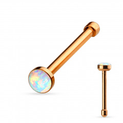 Pozlátený piercing do nosa - opál