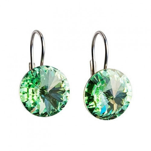 Strieborné náušnice s kryštálmi Crystals from Swarovski® Chrysolite