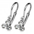 Detské náušnice strieborné - kvietky, číre zirkóny