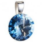 Strieborný prívesok rivoli Crystals from Swarovski® Aqua