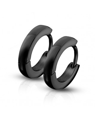Čierne oceľové náušnice - krúžky