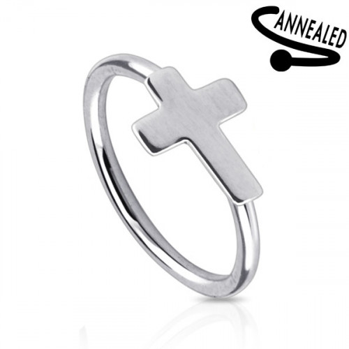 Piercing do nosa/ucha kruh s krížikom