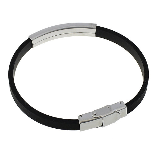 Kaučukový náramok s oceľovou doštičkou, šírka 5 mm