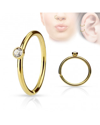 Pozlátený piercing do nosa/ucha kruh