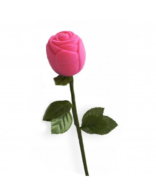 Darčeková krabička na prsteň - ruža na stonke, farba ružová