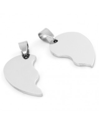 Oceľové prívesky partnerské - srdiečko delené