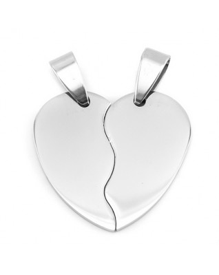 Oceľové prívesky partnerské - srdiečko delené