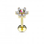 Pozlátený piercing do brady - labreta kytička