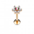 Pozlátený piercing do brady - labreta kytička