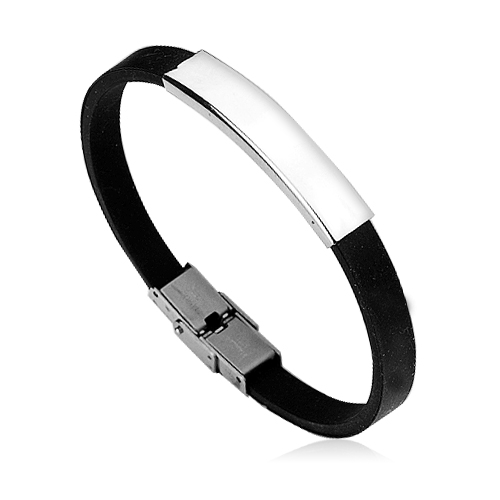 Kaučukový náramok s oceľovou doštičkou, šírka 5 mm