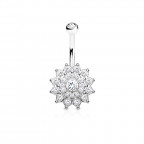 Piercing do pupka - číre kamínky