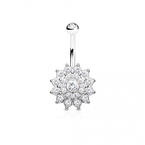 Piercing do pupka - číre kamínky