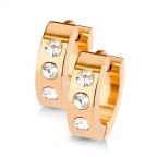 Oceľové náušnice - pozlátené krúžky so zirkónmi