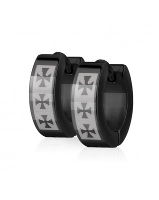 Oceľové náušnice - krúžky s maltézskymi krížmi