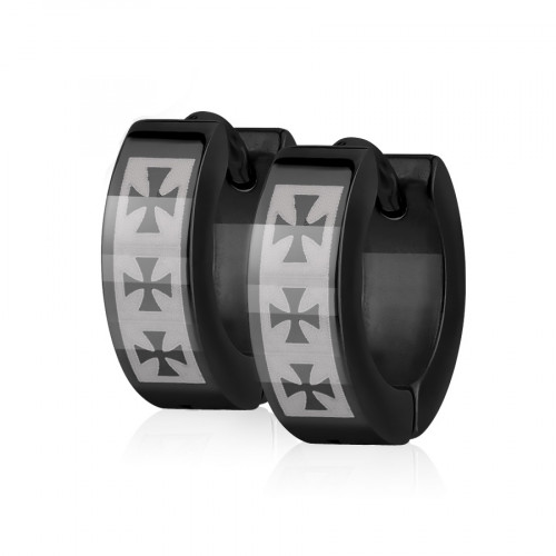 Oceľové náušnice - krúžky s maltézskymi krížmi