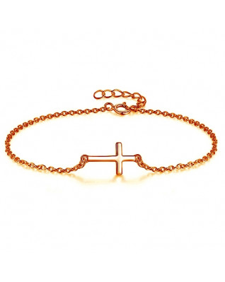 Pozlátený strieborný náramok - krížik