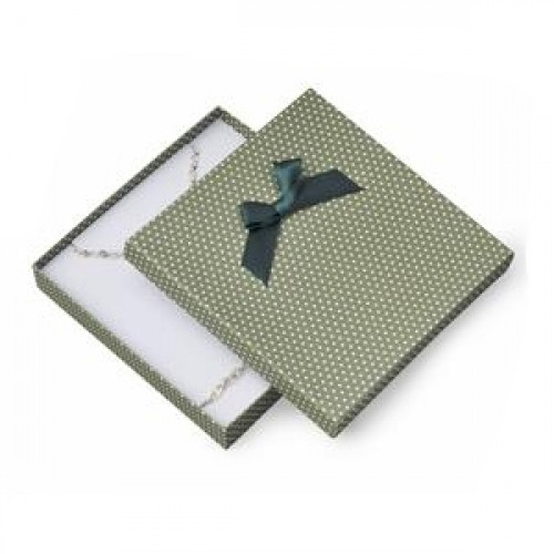 Veľká krabička na súpravu šperkov zelená, biele bodky