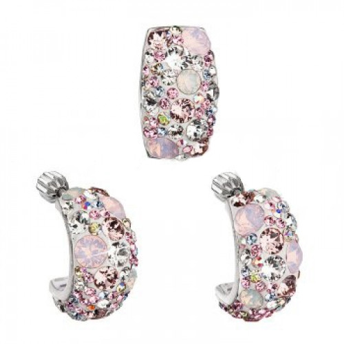 Strieborný set náušníc a prívesku s kryštálmi Crystals from Swarovski®, Magic Rose