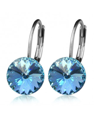 Oceľové náušnice s kryštálmi Swarovski® AQUAMARINE