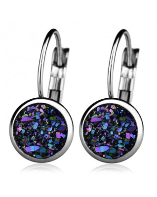 Oceľové náušnice, BLUE AMETHYST