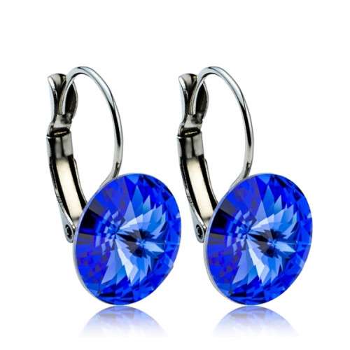 Oceľové náušnice s kryštálmi Swarovski® 12 mm, SAPPHIRE
