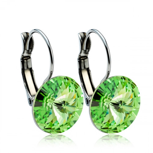 Oceľové náušnice s kryštálmi Swarovski® 12 mm, PERIDOT