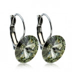 Oceľové náušnice s kryštálmi Swarovski® 12 mm, BLACK DIAMOND