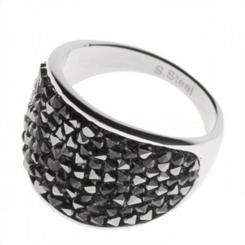 Oceľový prsteň s kryštálmi Crystals from Swarovski®, GREY METALISEÉ