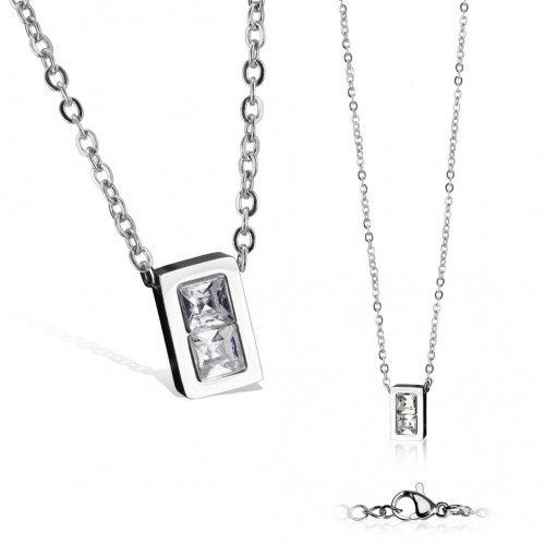 Dámsky oceľový náhrdelník s obdĺžnikovým príveskom