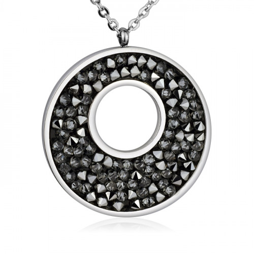 Oceľový náhrdelník s kryštálmi Crystals from Swarovski®, GREY METALISEÉ