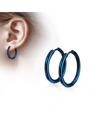 Modré oceľové náušnice - kruhy 19 mm