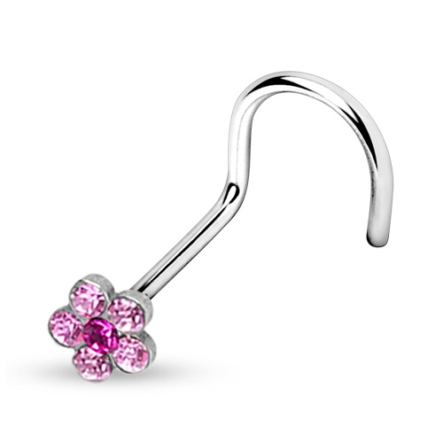 Zahnutý piercing do nosa - kvietka