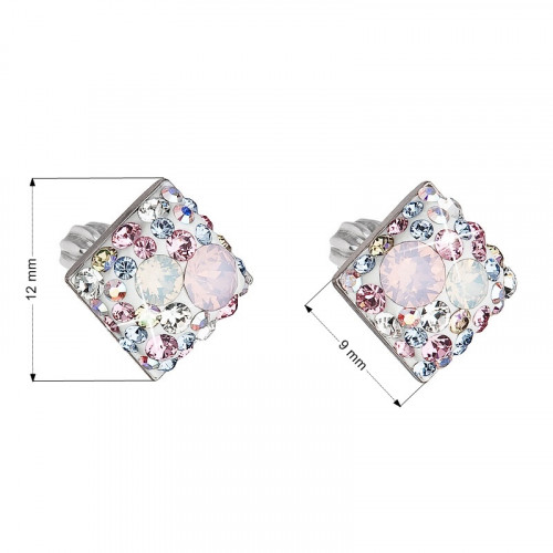 Strieborné skrutkovacie náušnice s kryštálmi Crystals from Swarovski®, Magic Rose