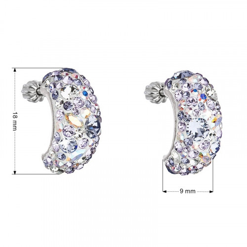 Strieborné skrutkovacie náušnice s kryštálmi Crystals from Swarovski® Violet