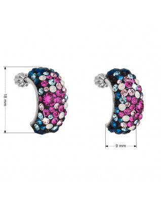 Strieborné skrutkovacie náušnice s kryštálmi Crystals from Swarovski®, Galaxy