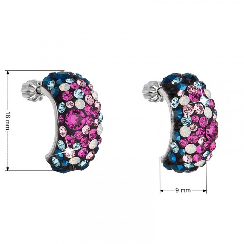 Strieborné skrutkovacie náušnice s kryštálmi Crystals from Swarovski®, Galaxy