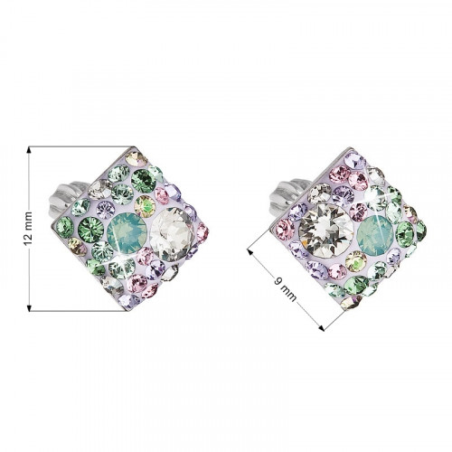 Strieborné skrutkovacie náušnice s kryštálmi Crystals from Swarovski®, Sakura