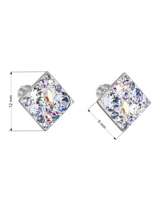 Strieborné skrutkovacie náušnice s kryštálmi Crystals from Swarovski®, Violet